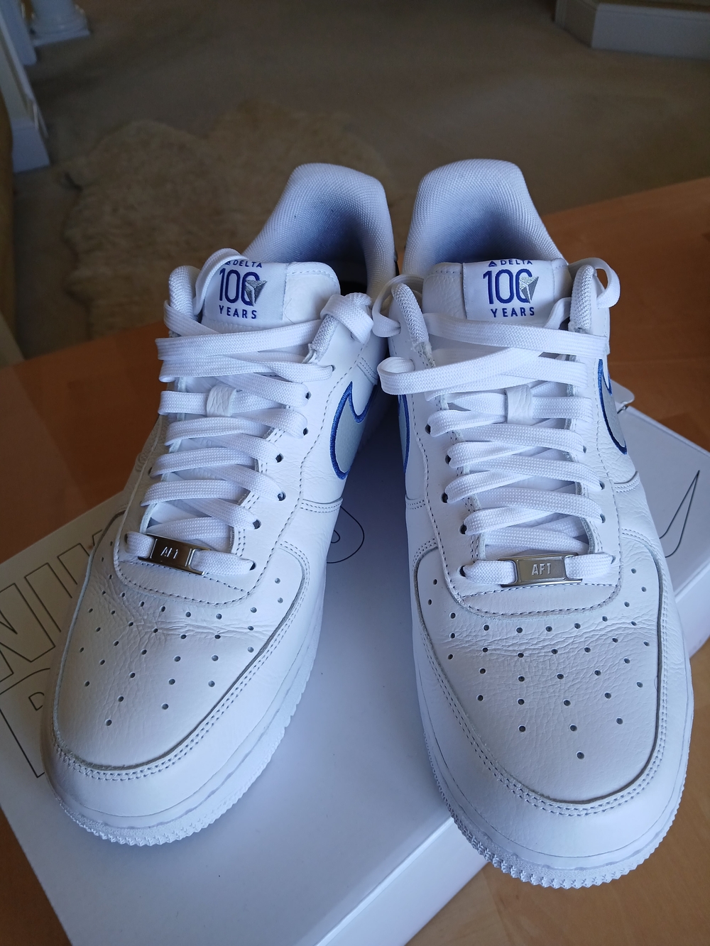 Delta Airlines Limited Edition Nike White Low-Top Sneakers with Blue Swoosh